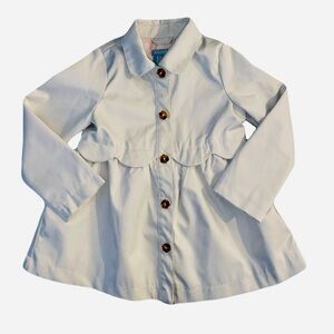 Tahari Cream Girls Trench Coat with Brown Buttons